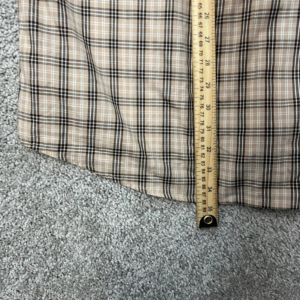 Wrangler Riata Button Down Shirt Mens Large Tall Tan Brown Plaid Long Sleeve EUC